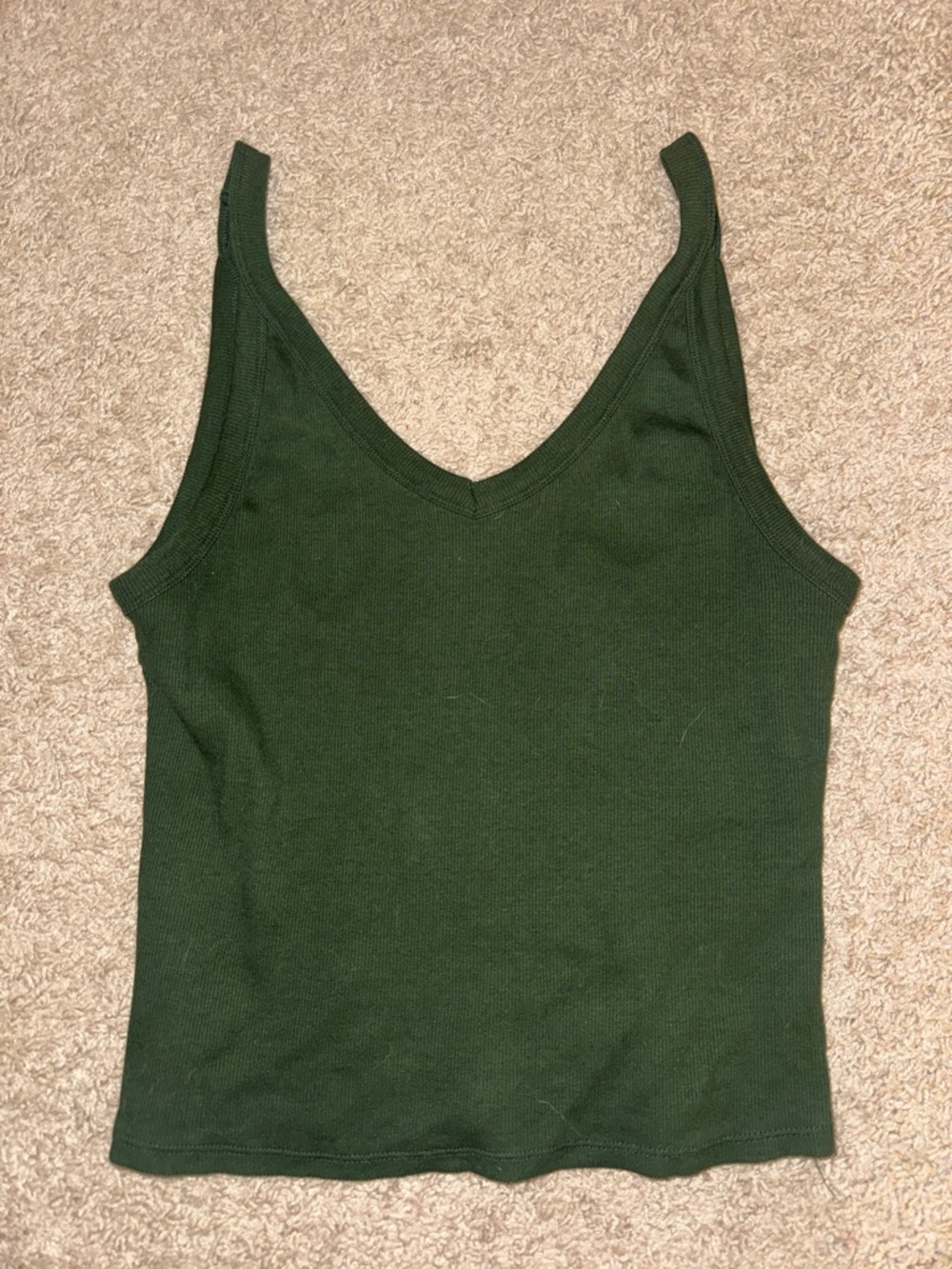 Pilcro Ribbed V-Neck Tank Top - Forest Green